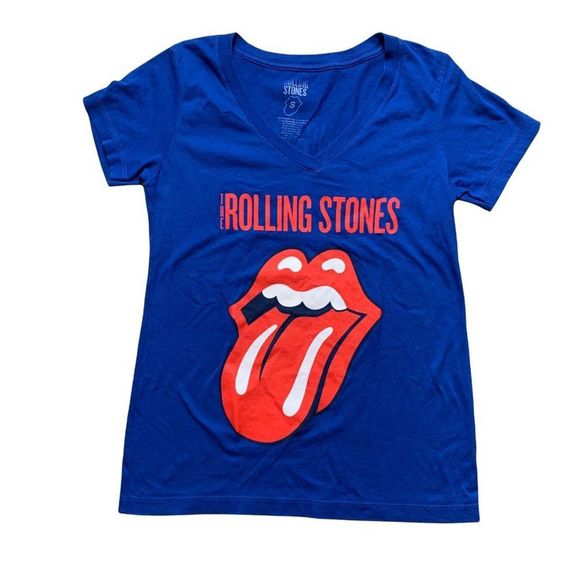 Rolling Stones 2016 Tour V-Neck Royal blue tour t-shirt size small band t-shirt - Picture 1 of 7